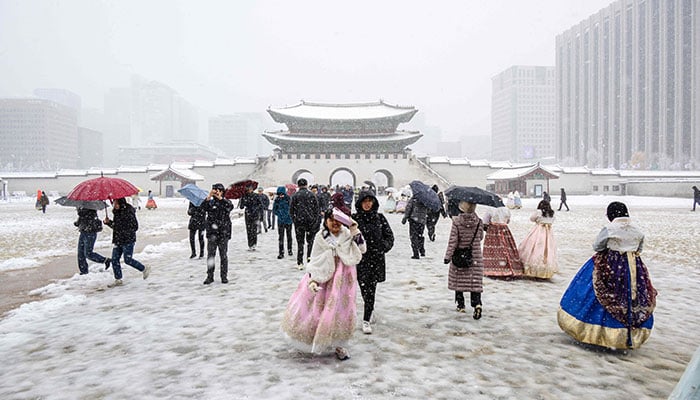 More visitors on the grounds of Gyeongbokgung Palace in Seoul on November 27, 2024. — AFP