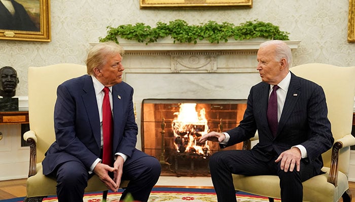 US President Joe Biden meets with President-elect Donald Trump in the Oval Office at the White House in Washington, US, November 13, 2024. — Reuters