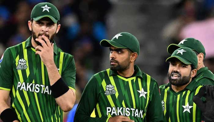 (From left to right) Pakistani pacer Shaheen Afridi, Babar Azam and white-ball skipper Mohammad Rizwan. — AFP/File