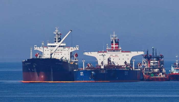 A representational image showing crude oil tankers off the shore of Karystos, on the Island of Evia, Greece, May 26, 2022. — Reuters