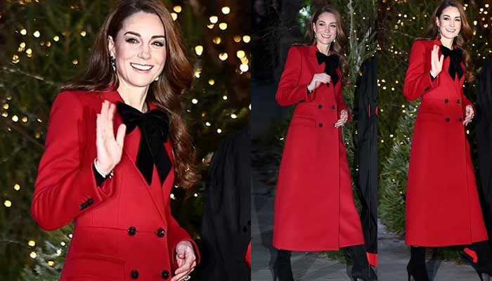 Kate Middleton finally breaks cover in red coat to host Christmas carol service