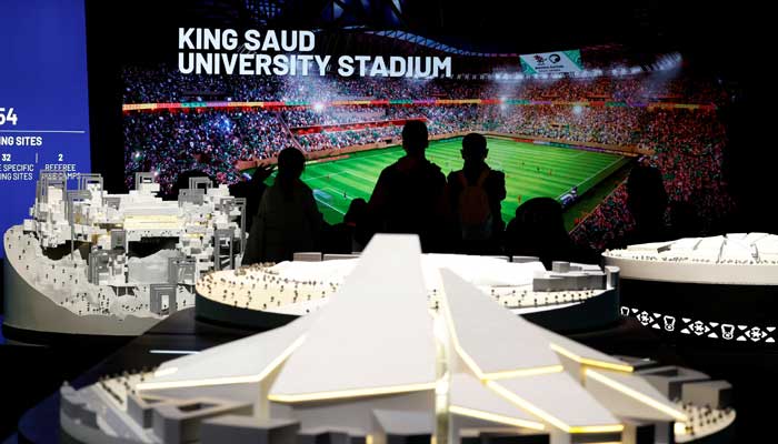 General view inside the Saudi Arabia World Cup bid exhibition. — Reuters