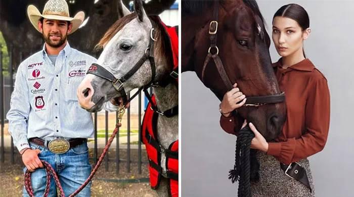 Bella Hadid’s cowboy boyfriend gushes over her rodeo achievement