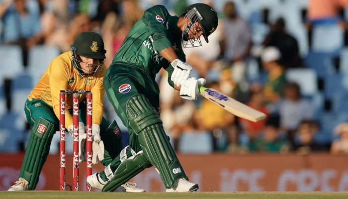 Pakistans Saim Ayub plays a shot during the second T20I on December 13, 2024 at the Centurion Park. — AFP