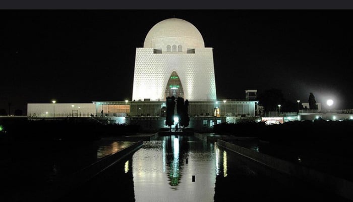 An attractive and eye-catching reflection view of Mazar-e-Quaid in Karachi. — APP/File