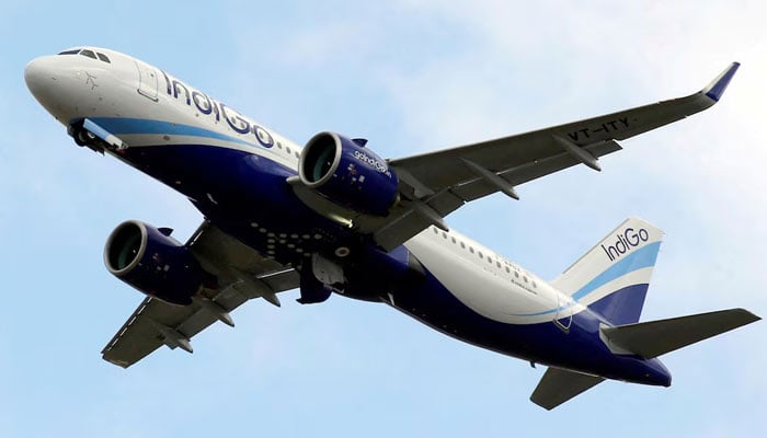 An IndiGo Airlines Airbus A320 aircraft pictured while taking off in this undated image. — Reuters