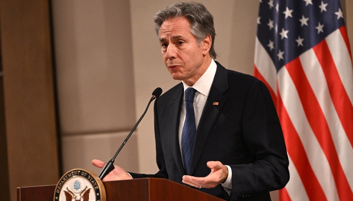 US Secretary of State Antony Blinken delivers a statement to the press in Aqaba, Jordan, on December 14, 2024. —Reuters