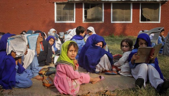 Students learning at a Pakistani school. — Reuters/File