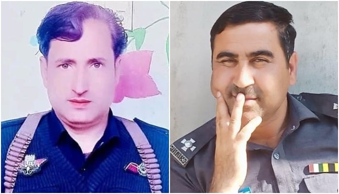 Khyber Pakhtunkhwa police officials, ASI Hassan Khan (right) and constable Nisar Khan. —Reporter/ File