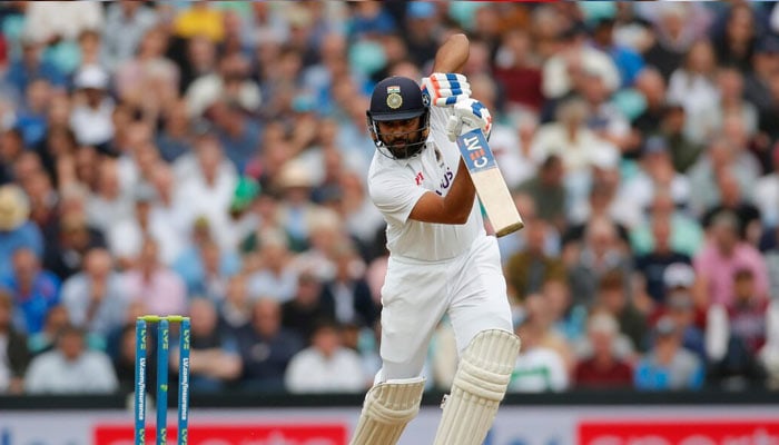 Rohit Sharma plays a shot during a Test match in this undated image. — Reuters