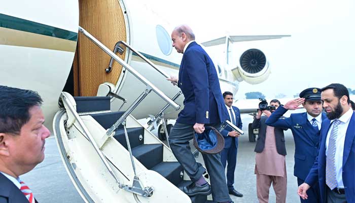 Prime Minister Shehbaz Sharif departs for Egypt, on December 18, 2024. — PID