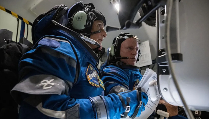 Nasas Sunita Williams (L) and Butch Wilmore pictured while preparing to launch into space. — Nasa/file