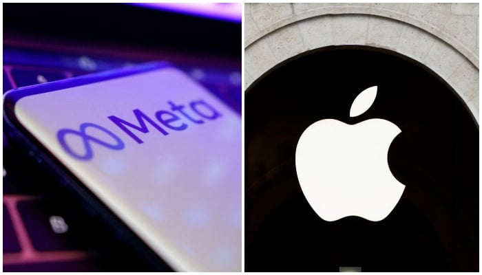 This combination of images shows the logos of Meta Platforms (left) and Apple. — Reuters/File