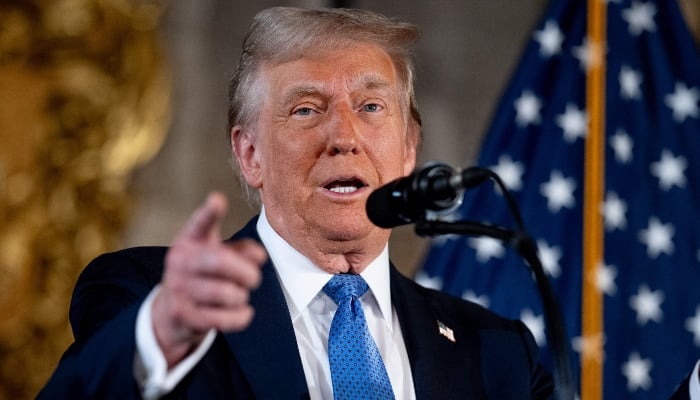 US President-elect Donald Trump speaks at a news conference at Trump´s Mar-a-Lago resort on December 16, 2024 in Palm Beach, Florida, US. — AFP