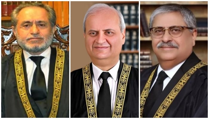 (Left to right) These file photos show Supreme Court’s Justice Jamal Khan Mandokhail,  Malik Shahzad Ahmad Khan and Justice Athar Minallah. — Supreme Court website