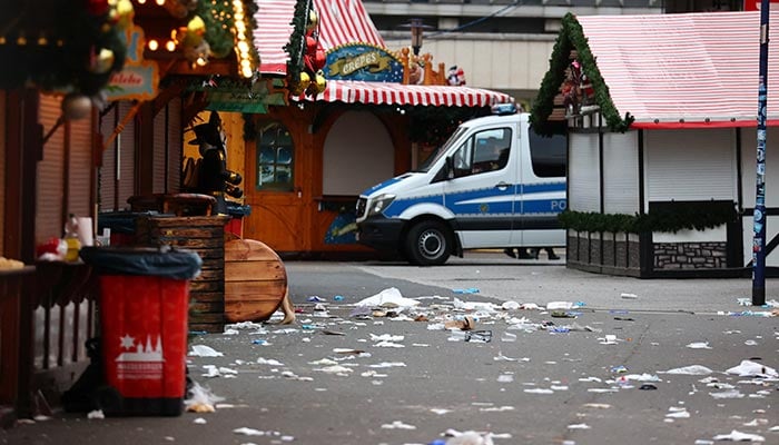 A police vehicle stands at the site where a car drove into a crowd at a Magdeburg Christmas market in Magdeburg, Germany December 21, 2024. — Reuters