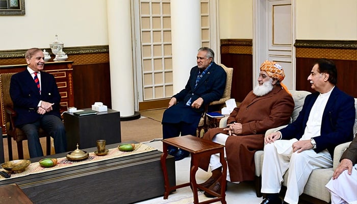 JUI-F Chief Maulana Fazlur Rehman calls on PM Shehbaz Sharif on December 20, 2024. — Facebook/@juipakofficial