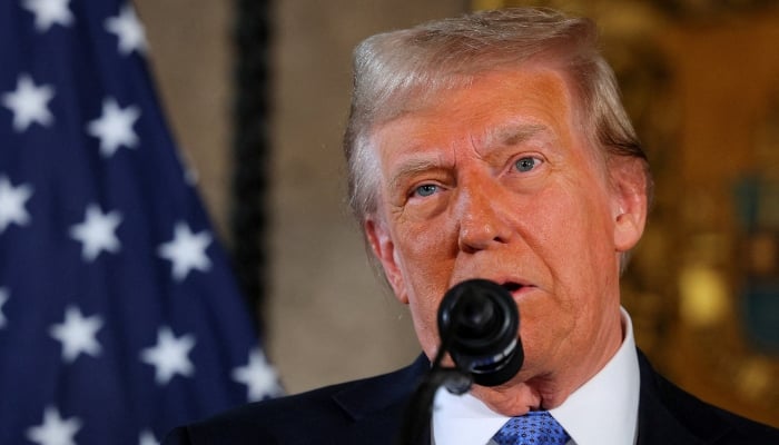 US President-elect Donald Trump delivers remarks at Mar-a-Lago in Palm Beach, Florida, US, December 16, 2024. — Reuters