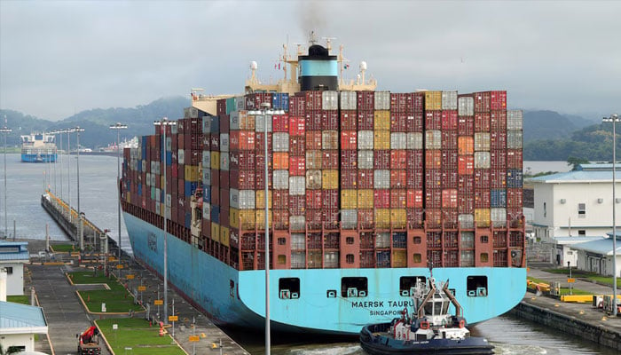 An image of a cargo ship passing through the Panama Canal on August 12, 2024. — Reuters