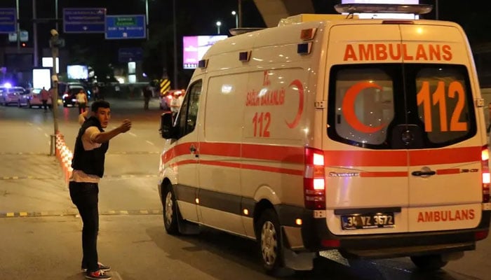 An undated image shows a man signalling an ambulance in Turkiye. — Reuters/File