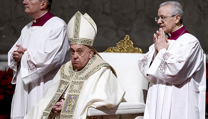 Pope Francis celebrates Christmas Eve Mass in St. Peters Basilica at the Vatican, December 24, 2024. — Reuters