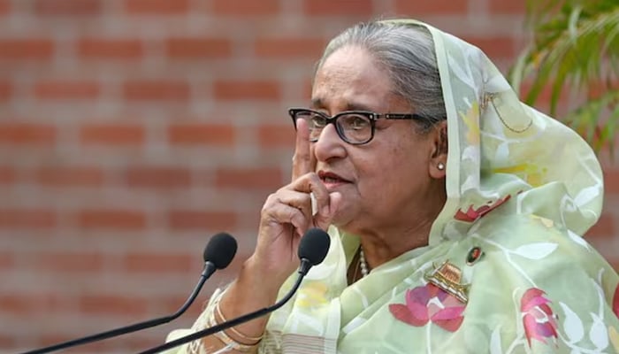 Sheikh Hasina gestures during a meeting with foreign observers and journalists at the Prime Ministers residence in Dhaka, Bangladesh, January 8, 2024. — Reuters