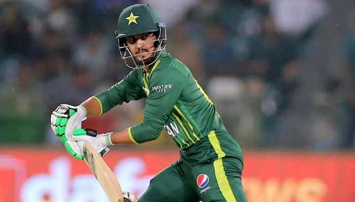 Saim Ayub plays a shot against New Zealand during first T20I in Lahore. — PCB/File