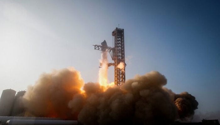 SpaceX’s Starship lifts off during an orbital test mission, on the company’s Boca Chica launchpad near Brownsville, Texas, US on April 20, 2023. — Reuters