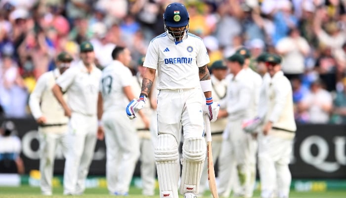 Indias Virat Kohli looks dejected after losing his wicket in Test match against Australia at the Melbourne Cricket Ground in Melbourne, Australia, on December 27, 2024. —Reuters