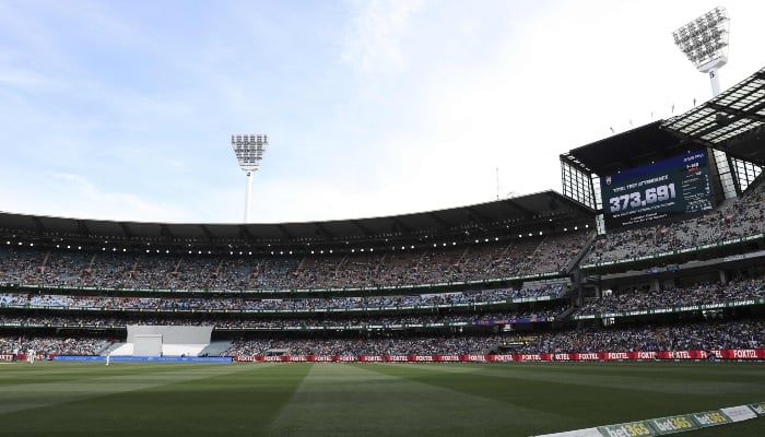 The total match attendance figure is displayed on day five of the fourth cricket Test match between Australia and India at the Melbourne Cricket Ground (MCG) in Melbourne on December 30, 2024. — AFP