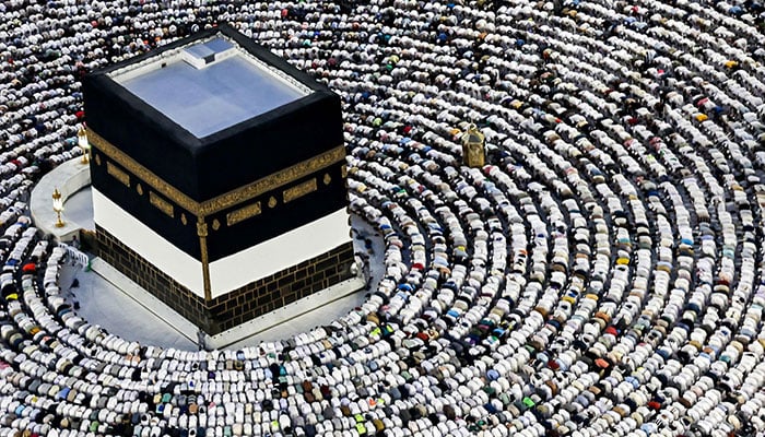 Muslim pilgrims pray around the Kaaba at the Grand Mosque in the holy city of Makkah on June 16, 2024, as they perform the farewell circumambulation or tawaf. — AFP