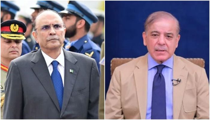 A combination of images showing President Asif Ali Zardari and Prime Minister Shehbaz Sharif. — APP/X@GovtofPakistan/File