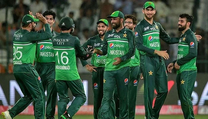 Pakistans players celebrate after the dismissal of Nepal´s Gulsan Jha (not pictured) during the Asia Cup 2023 cricket match between Pakistan and Nepal at the Multan Cricket Stadium. — AFP/File