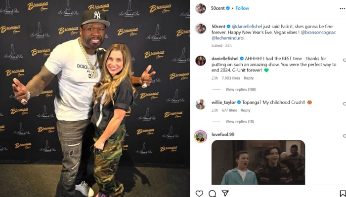 50 Cent and Danielle Fishel cross paths on New Year’s Eve