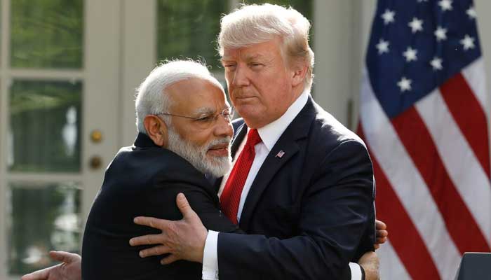 President Donald Trump and Indian Prime Minister Narendra Modi hold their first face-to-face meeting in Washington on June 27, 2017. — Reuters