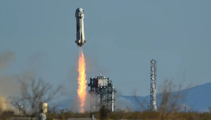 A rocket of Jeff Bezos Blue Origin launching into space. — AFP/File