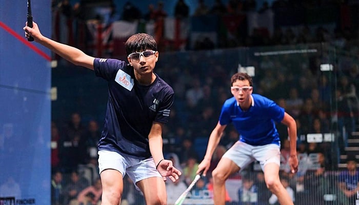 Pakistans Sohail Adnan in action during the British Junior Open Squash Championship 2025. — Reporter