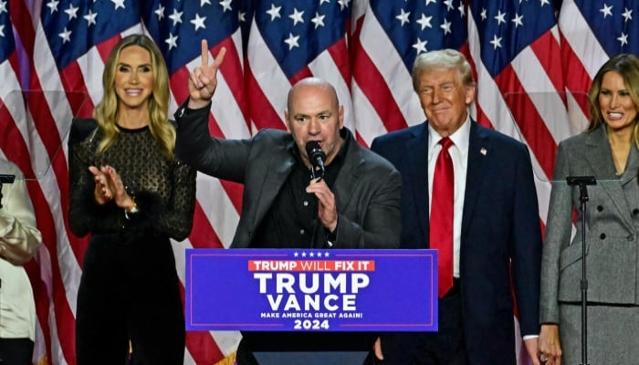 CEO of Ultimate Fighting Championship Dana White,a close ally of US President-elect Donald Trump, speaking at his election night victory rally. — AFP/File