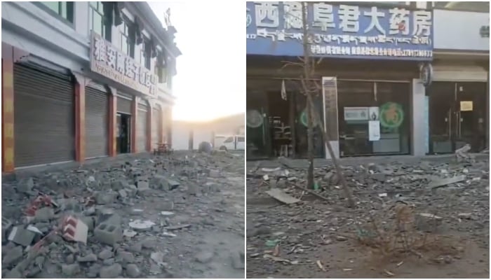 This collage of pictures shows rubble in Shigatse City of Tibet, China, on January 7, 2025. —Reuters