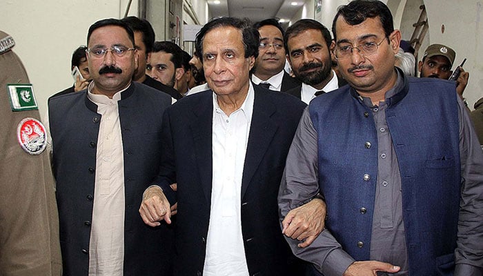 PTI President Chaudhry Parvez Elahi leaving court after court case hearing in Lahore on October 20. 2023. — PPI