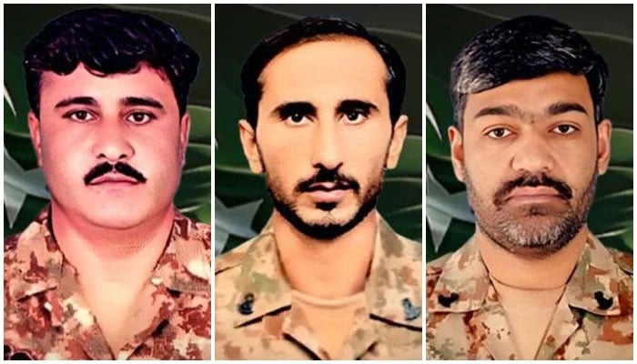 (From left to right) Lance Havaldar Abbas Ali, Naik Muhammad Usman and Naik Muhammad Nazir. — ISPR/File