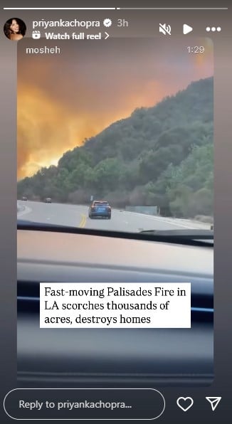 Priyanka Chopra sends prayers for safety amid LA wildfire