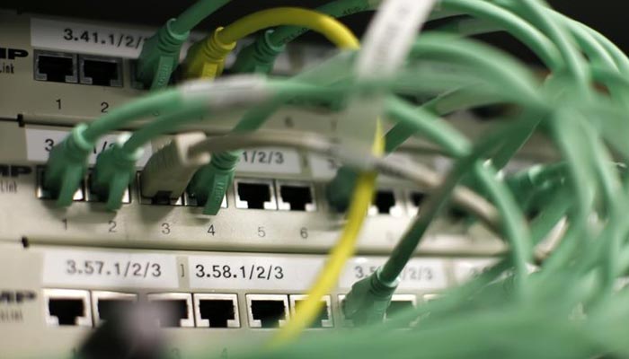 Ethernet cables used for internet connections are pictured in a Berlin office, August 20, 2014. — Reuters