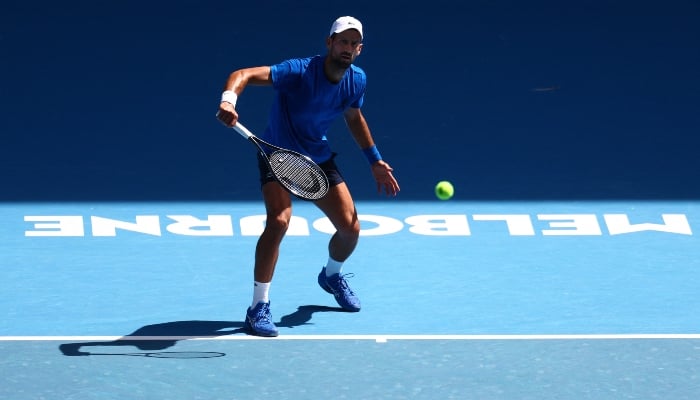 Serbias Novak Djokovic during a practice session ahead of the Australian Open in Melbourne, Australia, on January 9, 2025. —Reuters