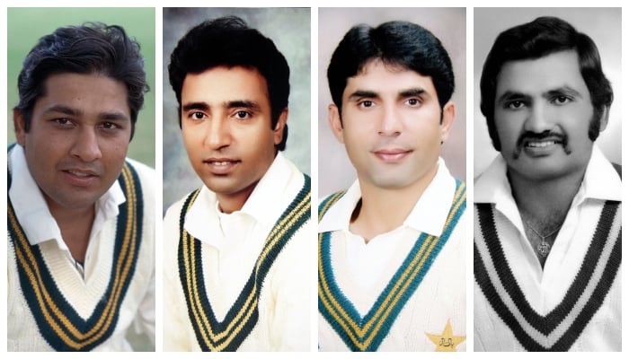 (From left) Inzamam-ul-Haq, Saeed Anwar, Misbah-ul-Haq, and Mushtaq Mohammad. — PCB