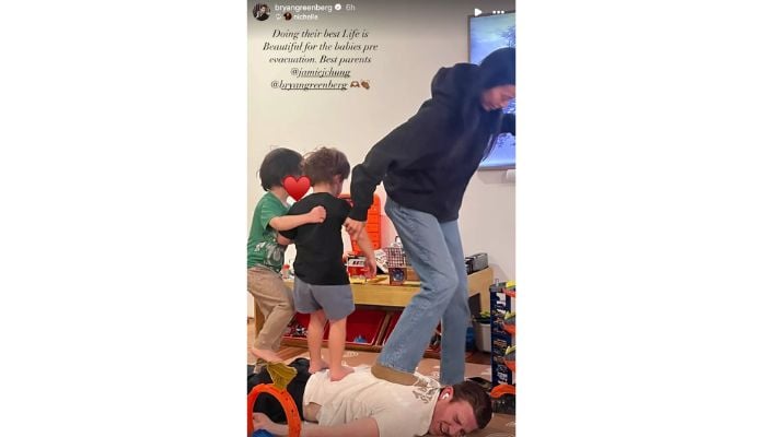 Jamie Chungs posted a sweet moment with her children and husband Bryan Greenberg.