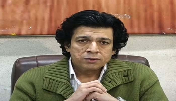 Senator Faisal Vawda addresses a press conference at the Karachi Press Club on January 12, 2024. — YouTube/Geo News/screengrab