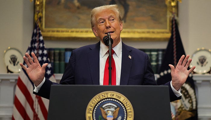 US President Donald Trump delivers remarks on AI infrastructure at the Roosevelt room at White House in Washington, US on January 21, 2025. — Reuters