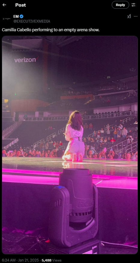 Camila Cabello sparks reactions after performing in nearly empty arena