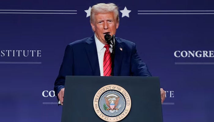 US President Donald Trump speaks during a House Republican members conference meeting in Trump National Doral resort, in Miami, Florida, US January 27, 2025. — Reuters